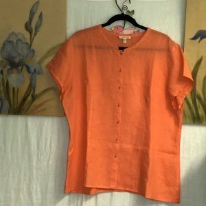 Eileen Fisher linen short sleeve blouse
